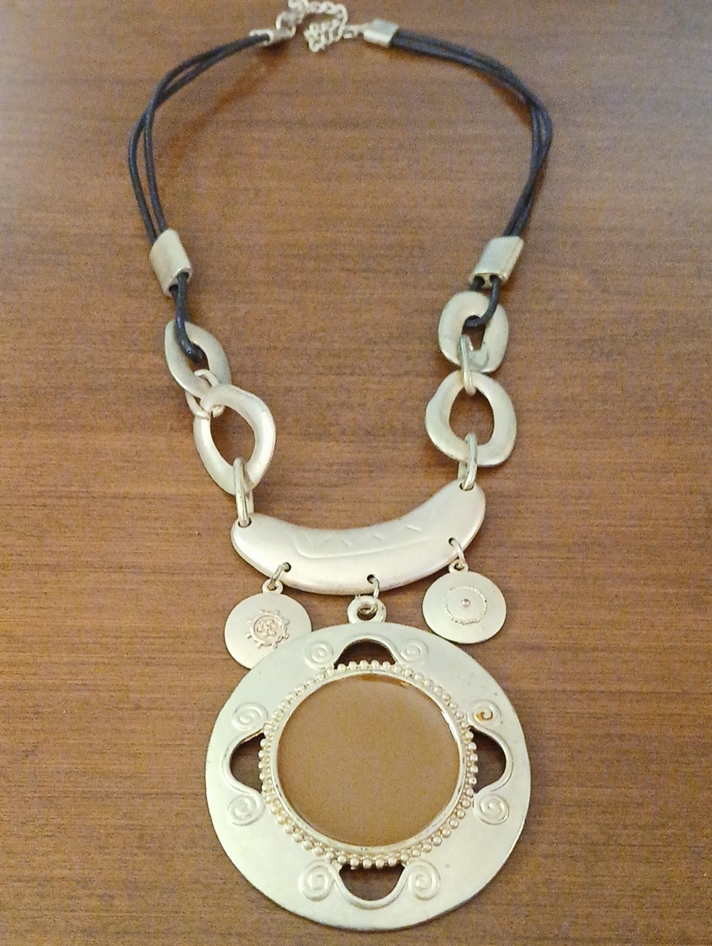 Handcrafted Gold-Tone Pendant Necklace in Gold